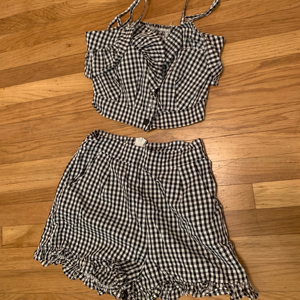 SHEIN gingham two piece ruffle set